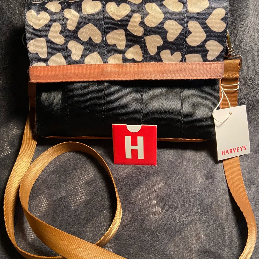 Harvey’s Seatbelt Bags Mini Fold Over “Heart to Heart” crossbody bag